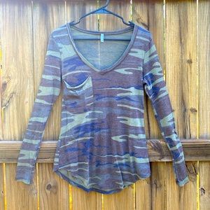 Z Supply Camouflage Long Sleeve Tee - Green and Brown